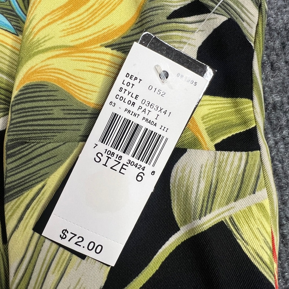 NWT AGB Dress Women's 6 Tropical Palm Floral Sheath Dress Black Green 0363X41 - Picture 7 of 10